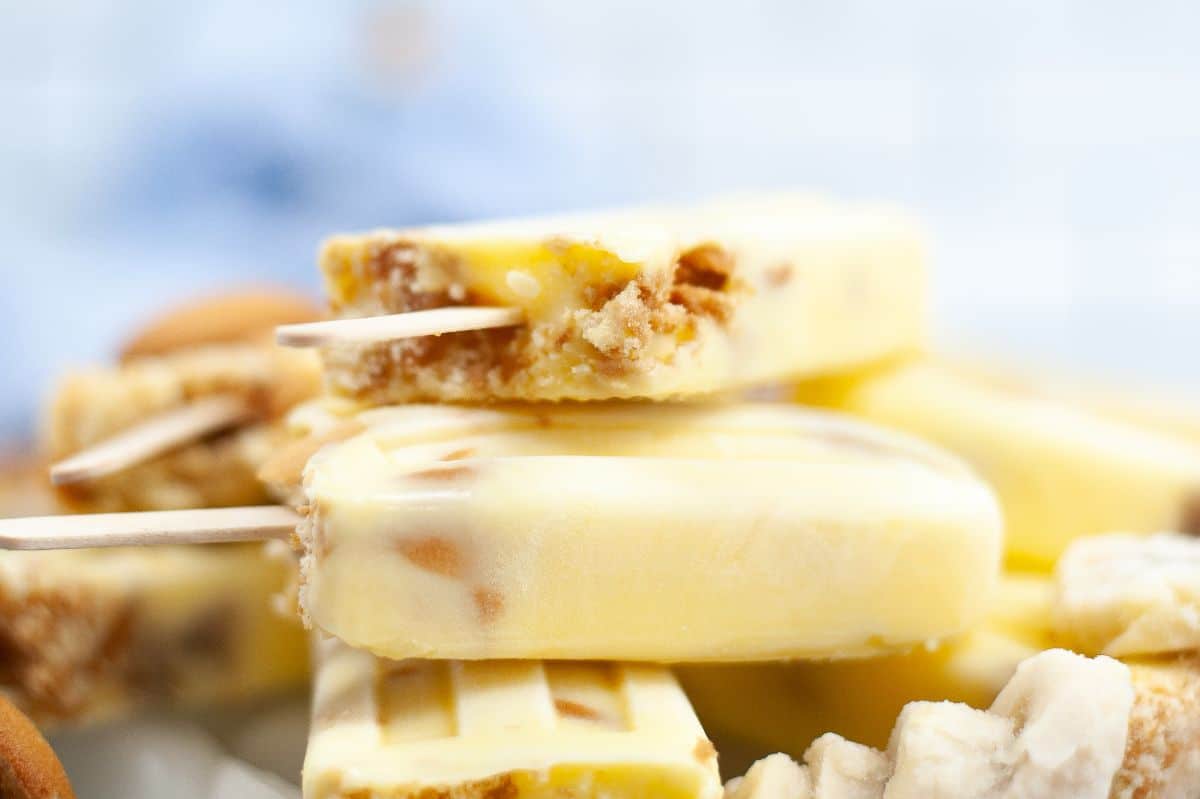 a stack of Banana Pudding Popsicles