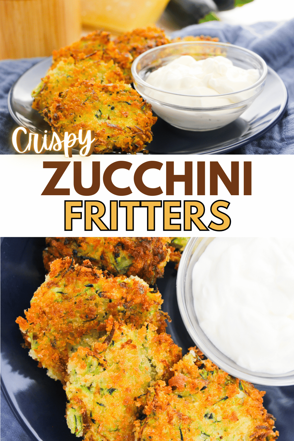 These Crispy Zucchini Fritters are a delicious way to use up summer zucchini! They’re an easy to make side dish or appetizer. #crispyzucchinifritters #zucchinifritters #zucchini #fritters via @wondermomwannab