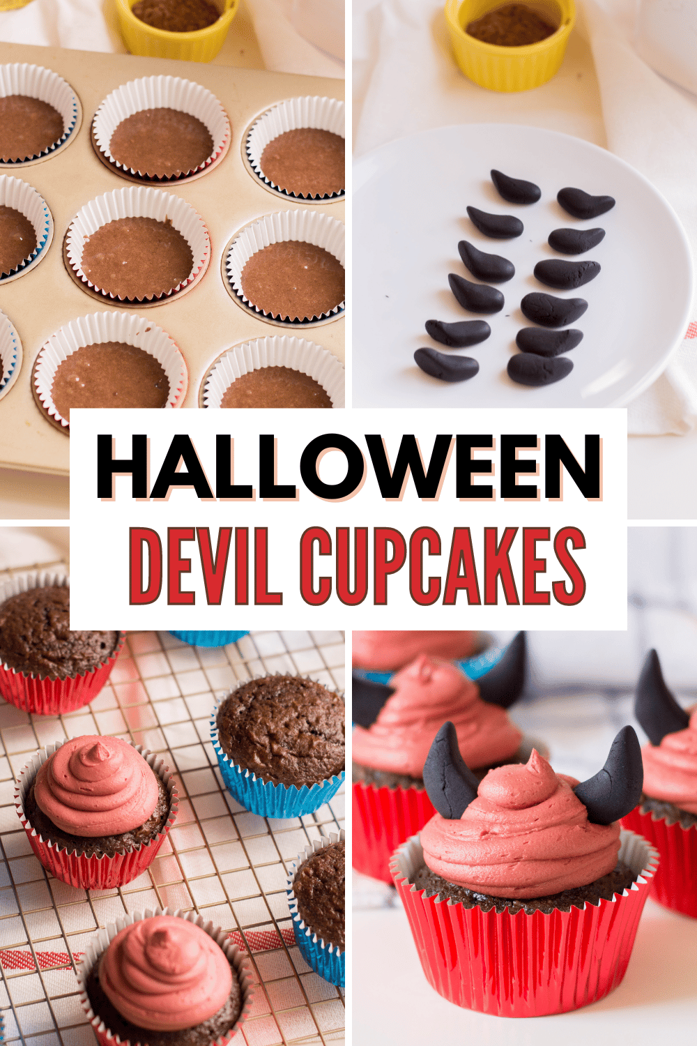 These Halloween Devil Cupcakes are the perfect sweet treat for your Halloween party! They're easy to make and will be a hit with your guests! #halloweendevilcupcakes #halloweencupcakes #devilcupcakes #halloween #recipe via @wondermomwannab