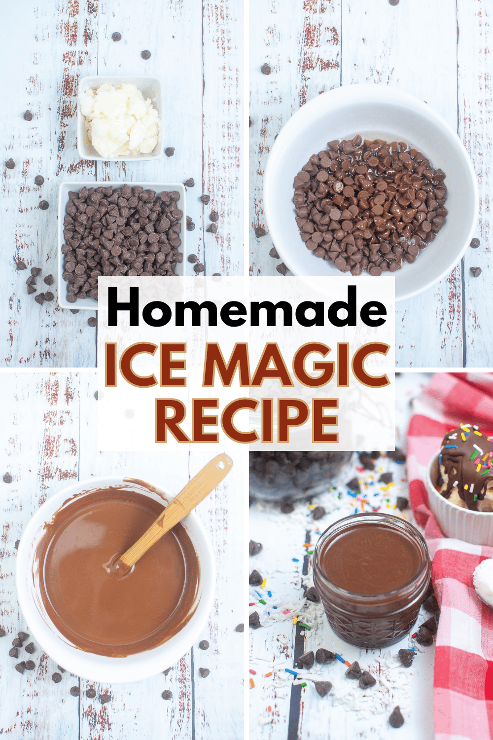 This Ice Magic recipe is a classic! It’s so easy to make with just two ingredients and it hardens instantly when poured over ice cream. #icemagicrecipe #homemadeicemagic #icemagic #icecreamtopping via @wondermomwannab