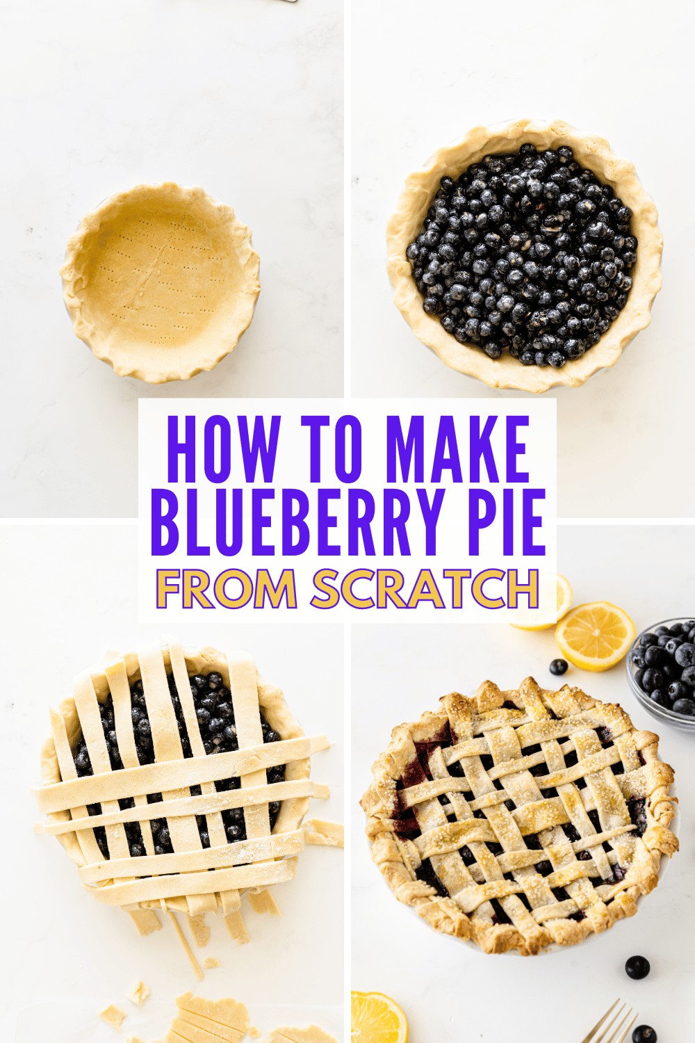 Homemade Fresh Blueberry Pie is the perfect summer dessert! Made with a flaky pie crust and fresh blueberries, this pie is sure to be a hit! #freshblueberrypie #homemadepie #blueberrypie #pie #recipe via @wondermomwannab