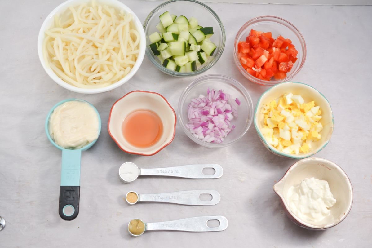 Keto Pasta Salad ingredients