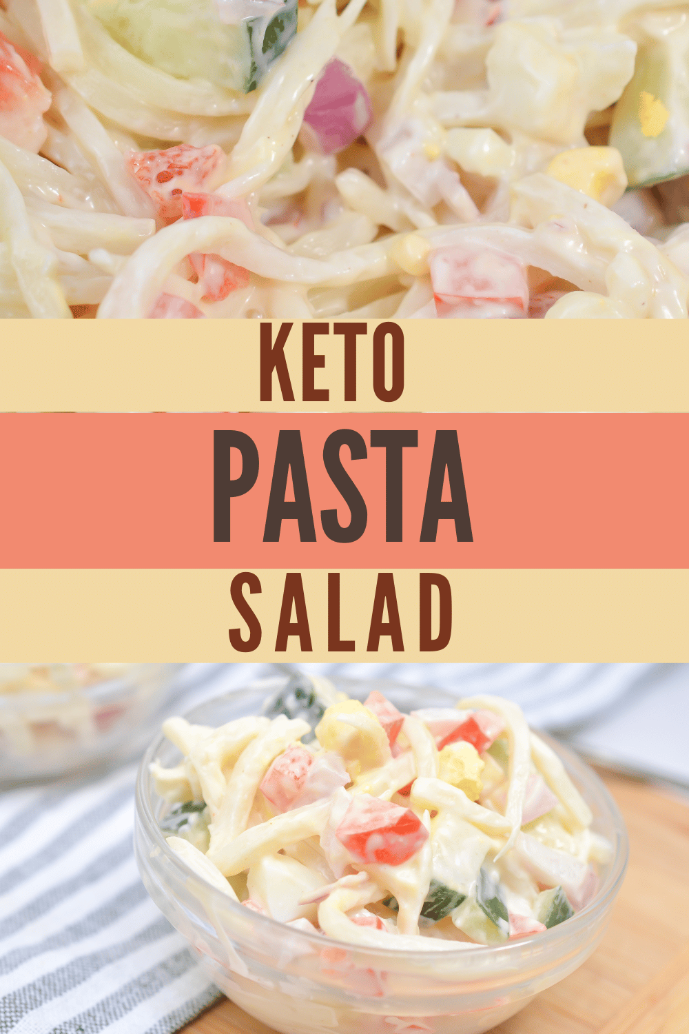 This Keto Pasta Salad recipe is easy to make and is packed with flavor! It’s the perfect side dish to bring to any potluck or summer party! #ketopastasalad #keto #lowcarb #pastasalad via @wondermomwannab