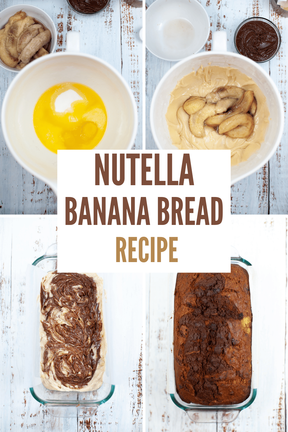 This Nutella Banana Bread recipe is moist, tender, and full of banana and Nutella flavor. An easy quick bread recipe perfect for breakfast! #nutellabananbreadrecipe #nutella #bananabread #breakfast via @wondermomwannab