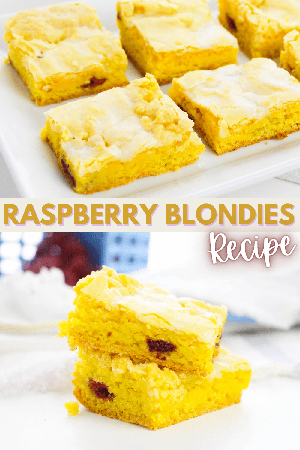 This raspberry blondies recipe is the perfect sweet and tart treat for summer. The chewy blondies will be a hit with friends and family. #raspberryblondiesrecipe #raspberryblondies #recipe #raspberry #blondies via @wondermomwannab