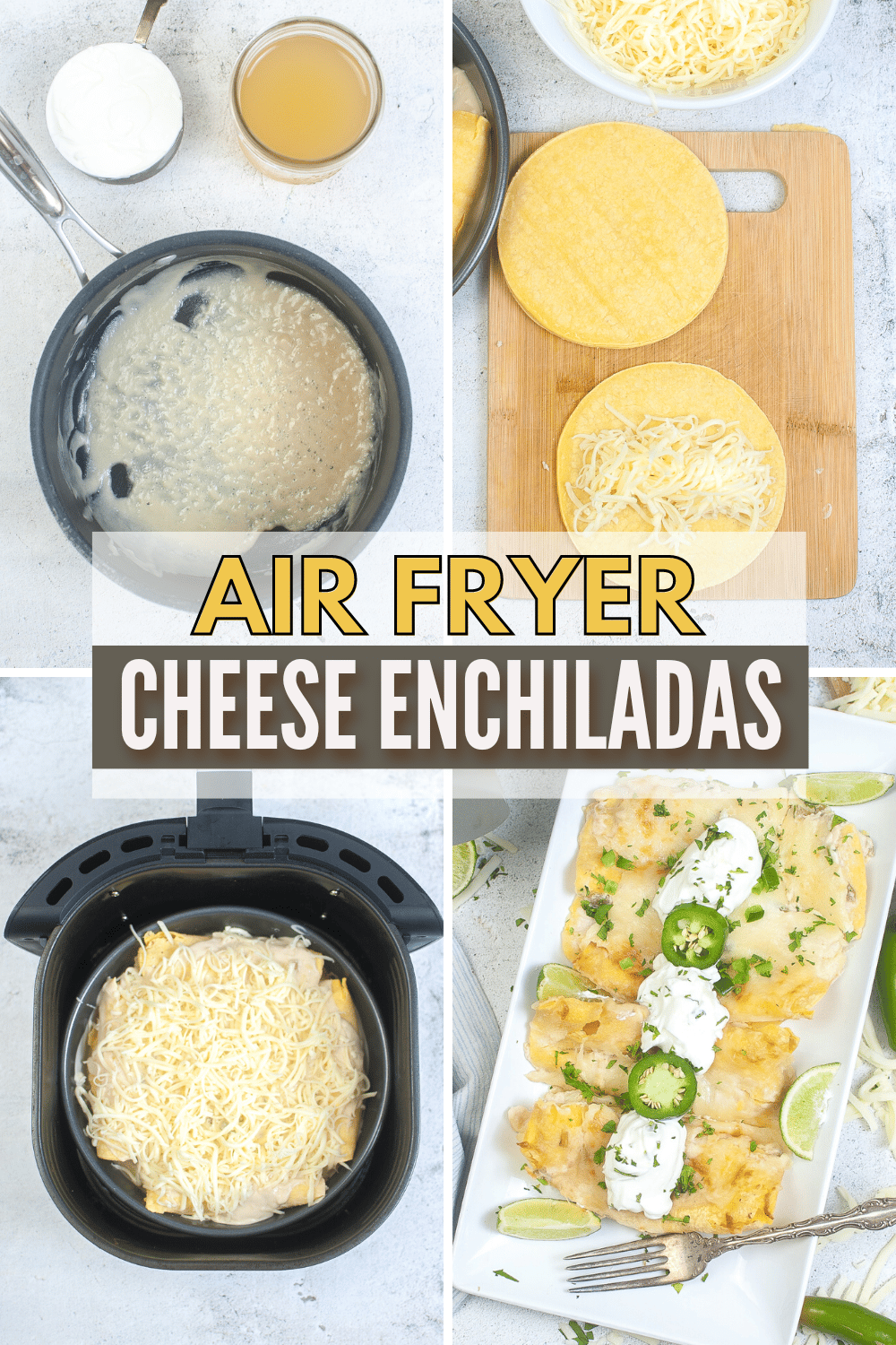 Air Fryer Cheese Enchiladas are a delicious and easy way to make a classic Mexican dish. Serve with your favorite toppings and enjoy! #airfryer #cheeseenchiladas #enchiladas #mexicanfood via @wondermomwannab