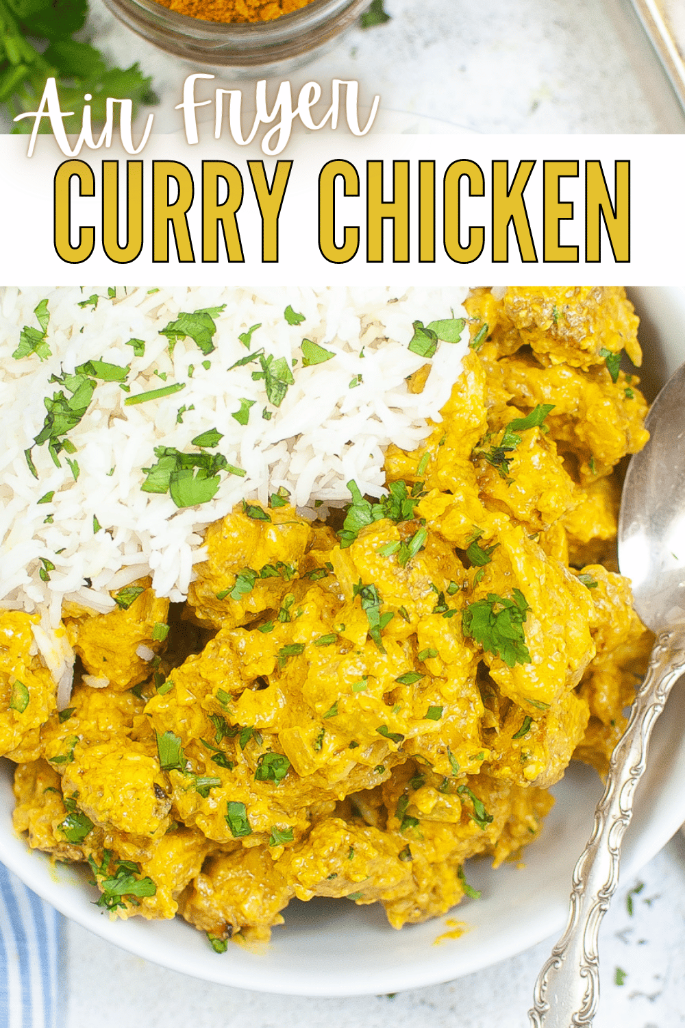 This Air Fryer Curry Chicken is a quick and easy way to get your curry fix! This recipe is a great way to enjoy a takeout favorite at home. #airfryer #currychicken #curry #chicken via @wondermomwannab