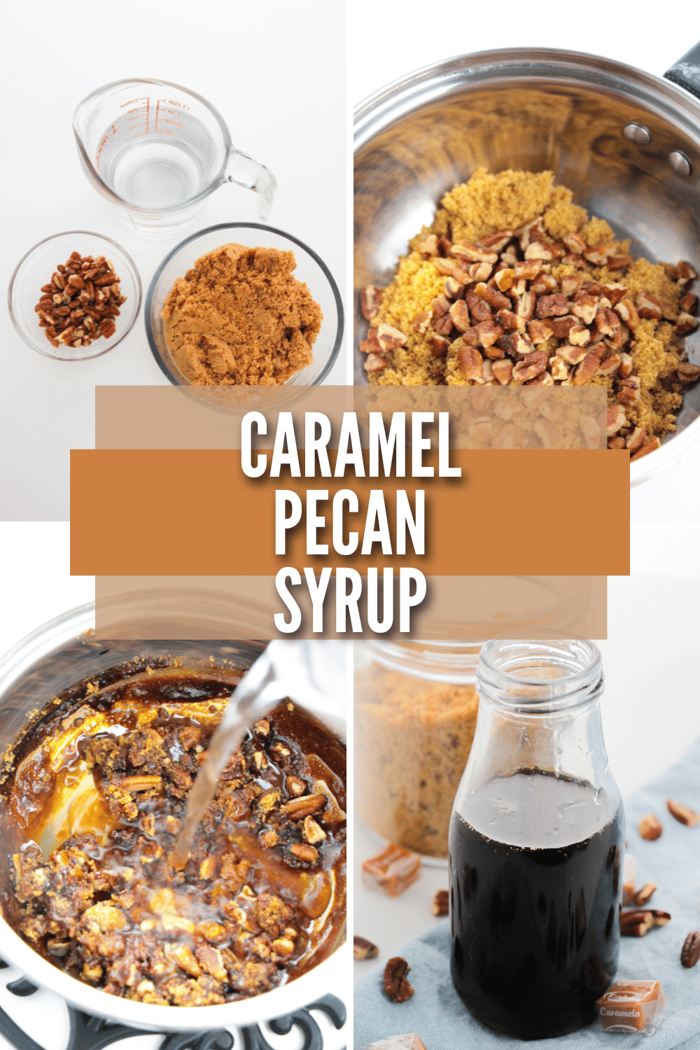 This Caramel Pecan Syrup is a mouth-watering, rich and flavorful syrup. It is perfect for topping pancakes, waffles, french toast, and more. #caramelpecansyrup #caramel #pecan #syrup via @wondermomwannab
