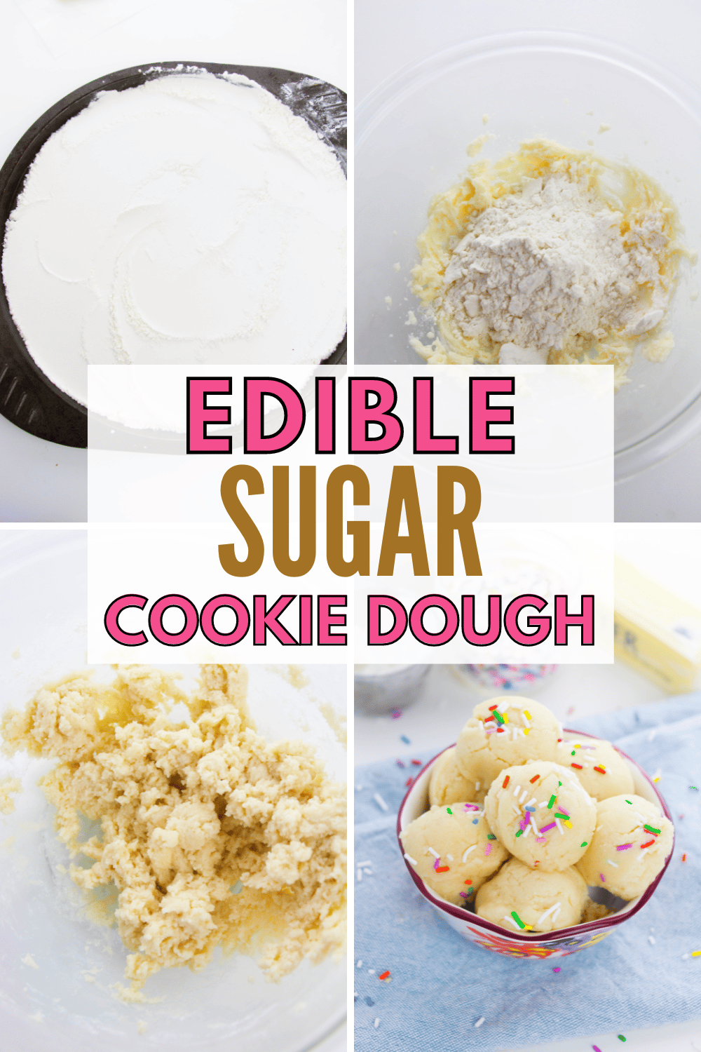 This Edible Sugar Cookie Dough is a safe-to-eat cookie dough perfect for satisfying your sweet tooth! It can be customized to your liking. #ediblesugarcookiedough #ediblecookiedough #cookiedough #sugarcookie via @wondermomwannab