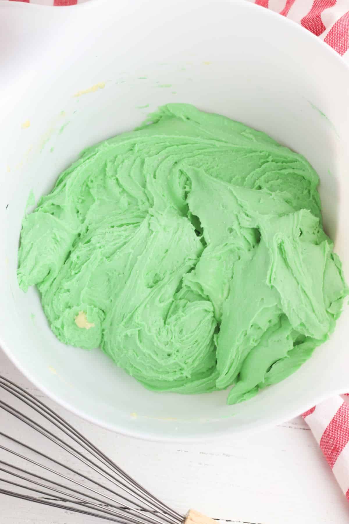 green colored cookie dough.