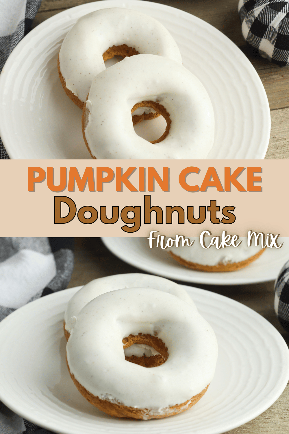 These Pumpkin Cake Doughnuts are an easy and delicious fall breakfast or snack! Made with a cake mix, they are super simple to make. #pumpkincakedoughnuts #pumpkin #doughnuts #donuts #Fall via @wondermomwannab