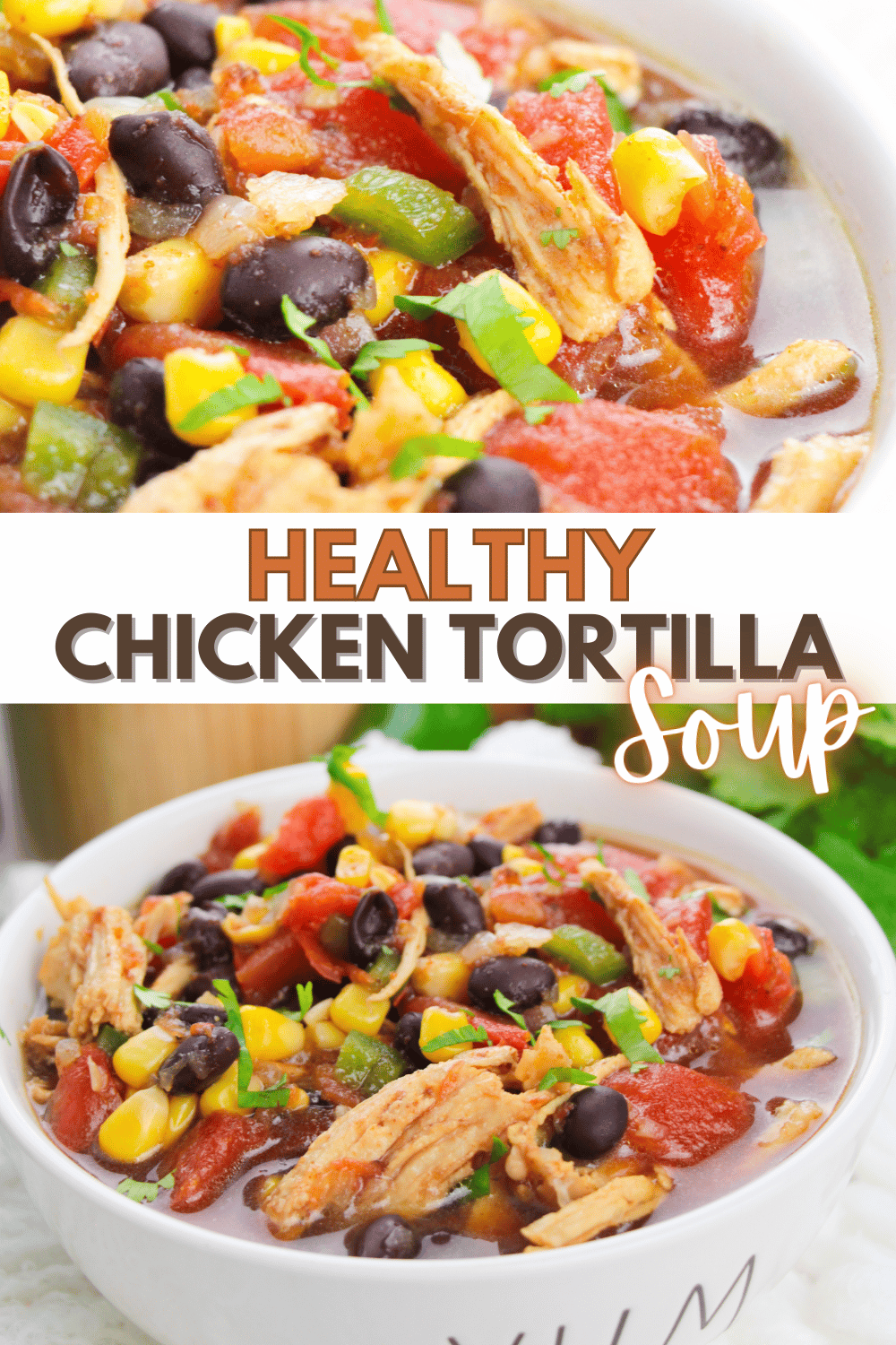 This delicious healthy chicken tortilla soup is bursting with flavor and is perfect for fall. Plus, it’s easy to make, and budget-friendly! #healthychickentortillasoup #chickentortillasoup #chicken #tortillasoup #soup via @wondermomwannab