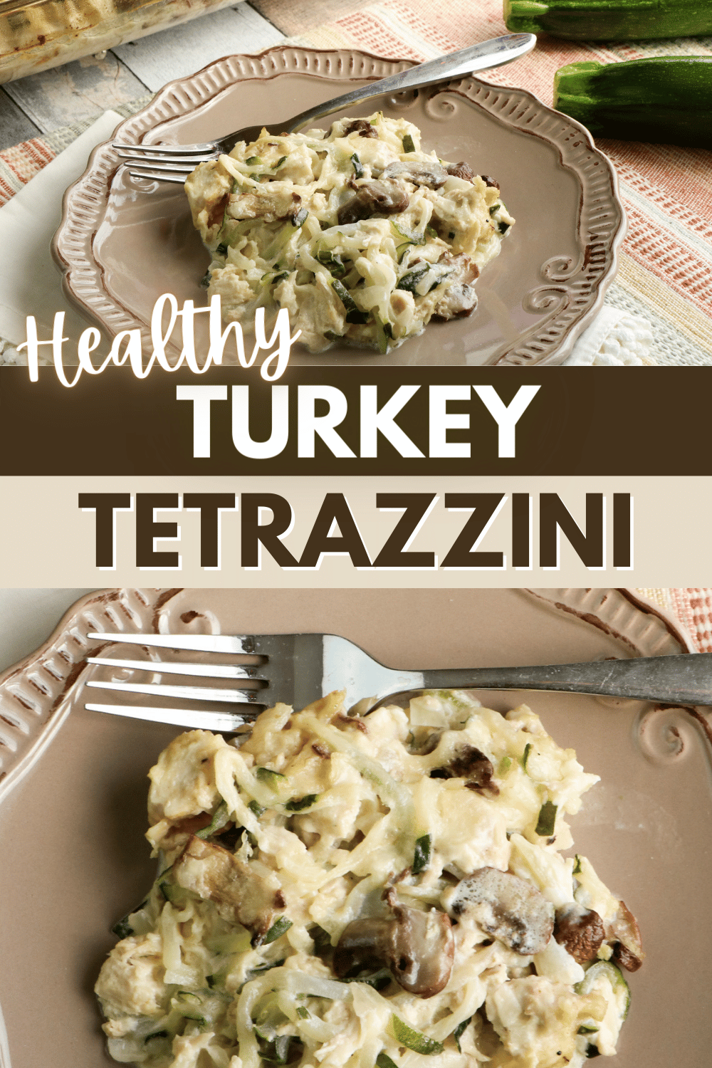 This Healthy Turkey Tetrazzini is a lightened-up version of the classic dish. It’s made with turkey, zoodles, and a Parmesan cheese sauce. #healthyturkeytetrazzini #healthyfood #healthyeating #turkeytetrazzini #zoodles via @wondermomwannab