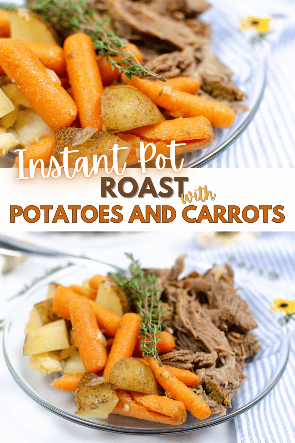 This Instant Pot Roast with Potatoes and Carrots is an easy and delicious way to get a healthy dinner on the table with minimal effort. #instantpot #instantpotroast #roastwithpotatoesandcarrots via @wondermomwannab