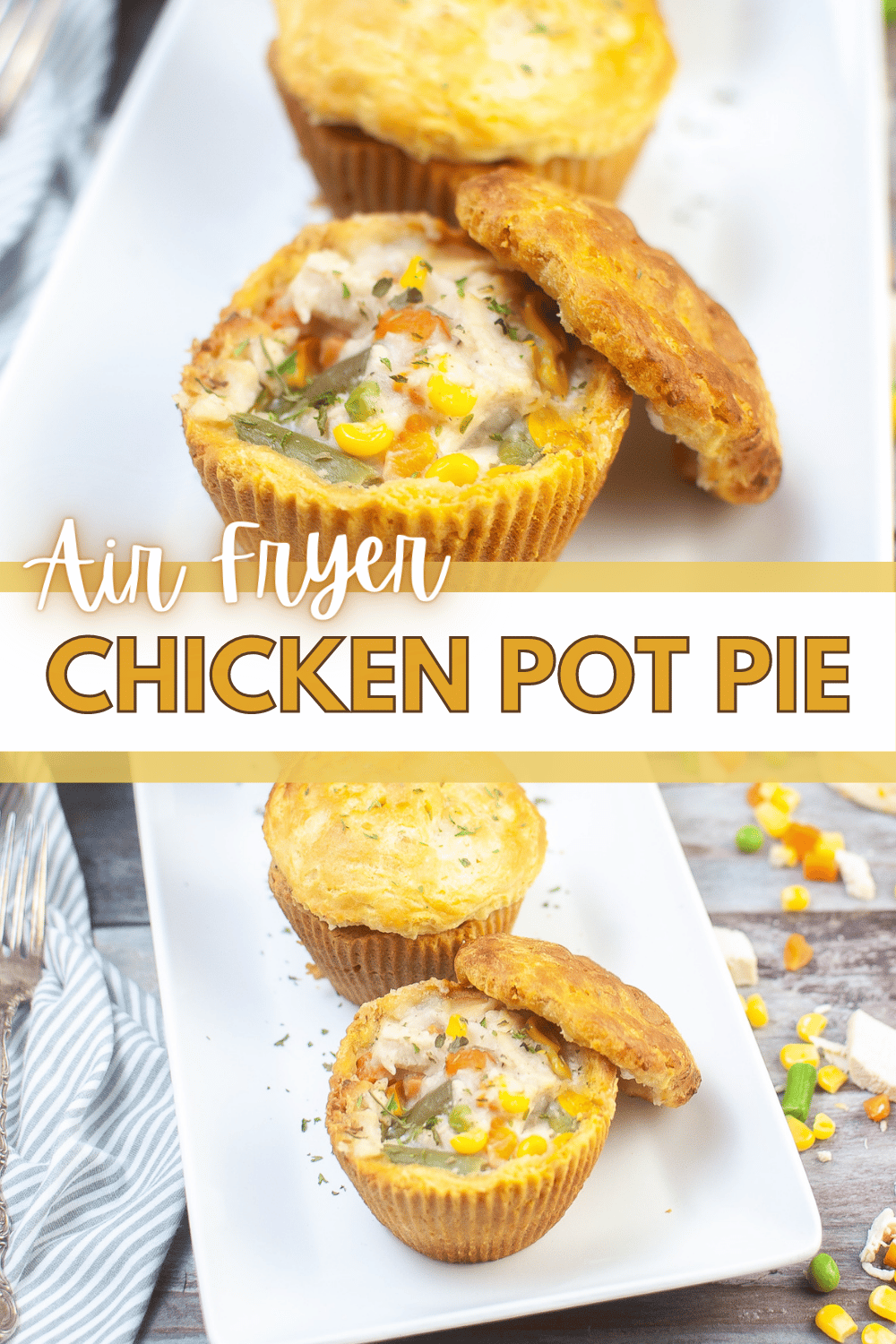 This Air Fryer Chicken Pot Pie is a quick and easy weeknight meal that the whole family will love. It can be on the table in under an hour. #airfryerchickenpotpie #airfryer #chickenpotpie #chicken #potpie via @wondermomwannab