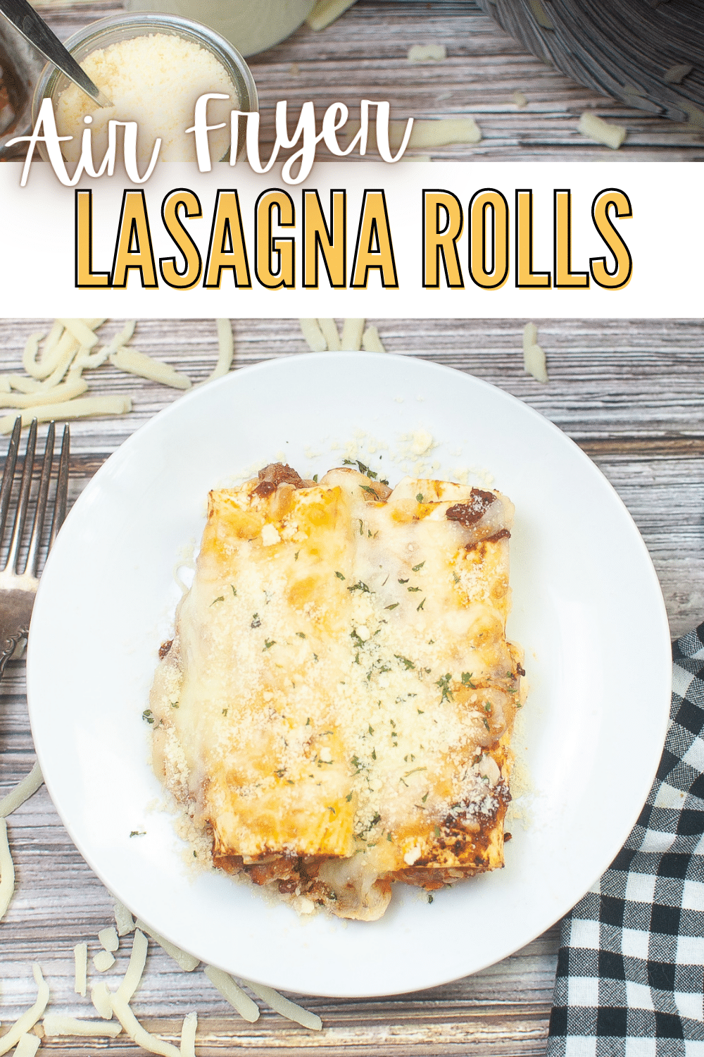 A plate of Air Fryer lasagna rolls.