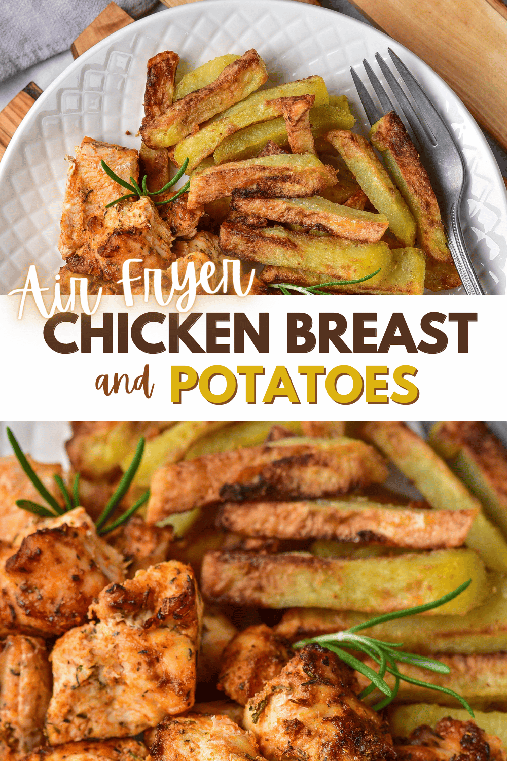 This Air Fryer Chicken Breast and Potatoes recipe is a must-have in your weekly meal rotation. It’s the perfect one-pot meal! #airfryer #chickenbreastandpotatoes #chickenandpotatoes #chicken #potatoes via @wondermomwannab