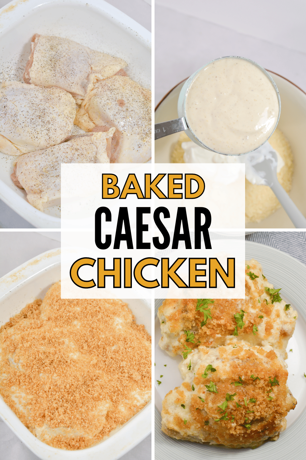 This Baked Caesar Chicken is easy to make and takes only minutes to prepare. It’s a great way to make a delicious, healthy dinner! #caesarchicken #bakedcaesarchicken #bakedchicken #chickendinner via @wondermomwannab