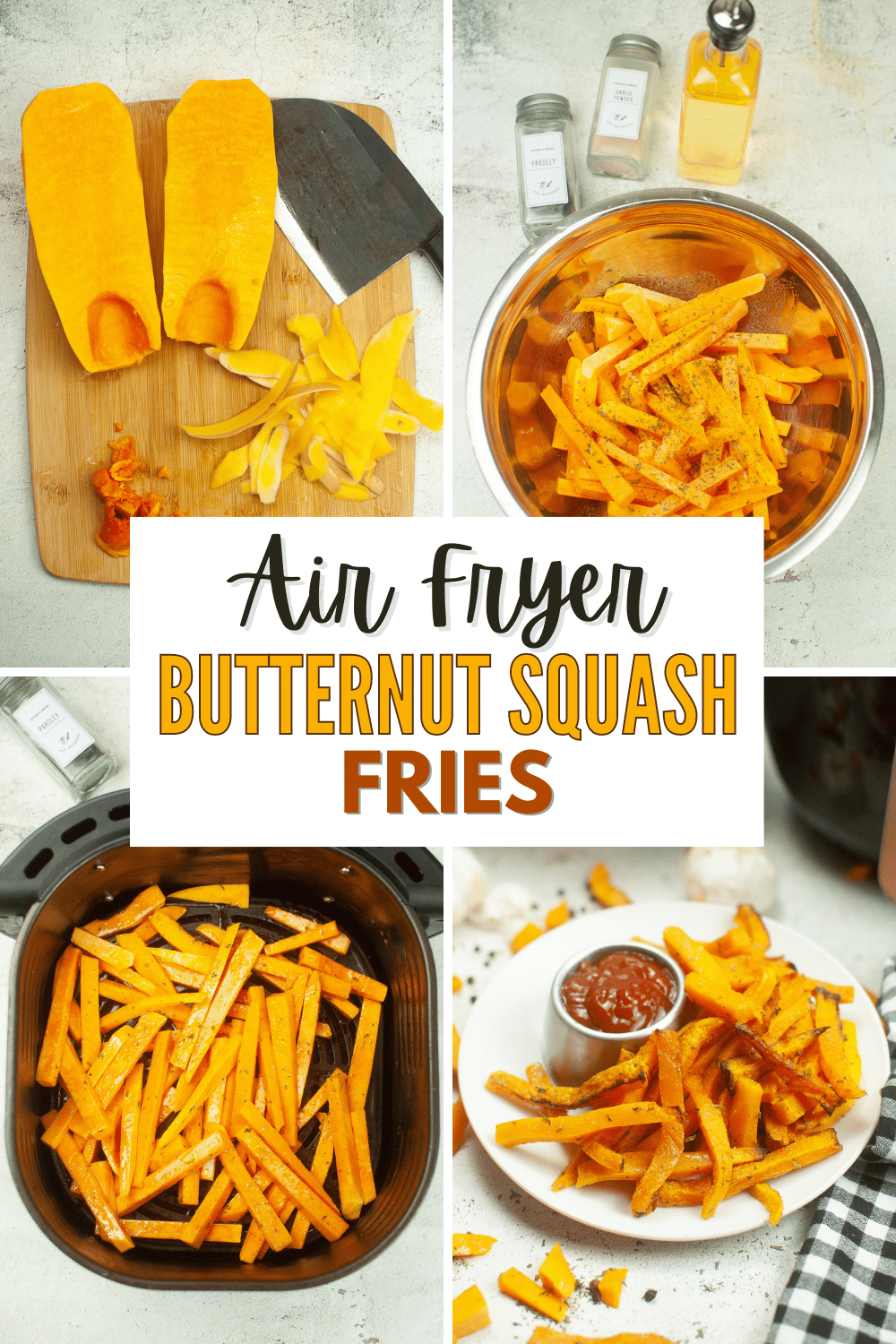 These air fryer butternut squash fries are a healthy and delicious alternative to traditional fried potatoes. They're a perfect side dish. #airfryerbutternutsquashfries #airfryer #butternutsquash #fries #butternutsquashfries via @wondermomwannab