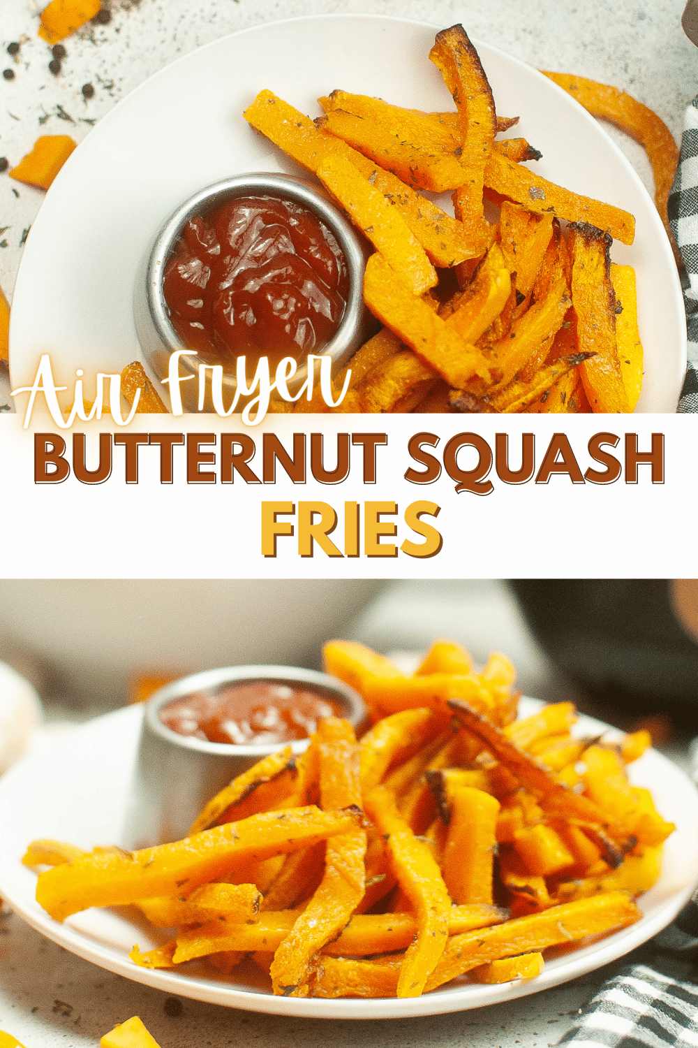These air fryer butternut squash fries are a healthy and delicious alternative to traditional fried potatoes. They're a perfect side dish. #airfryerbutternutsquashfries #airfryer #butternutsquash #fries #butternutsquashfries via @wondermomwannab
