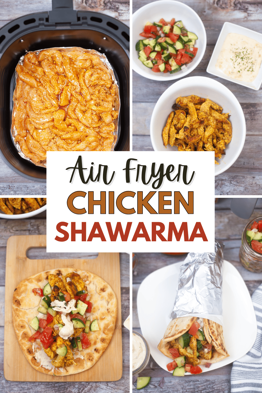 This Air Fryer Chicken Shawarma is a delicious twist on the traditional Middle Eastern dish. It's an easy meal your family will enjoy. #airfryerchickenshawarma #airfryer #chickenshawarma #chicken #dinnerrecipe via @wondermomwannab