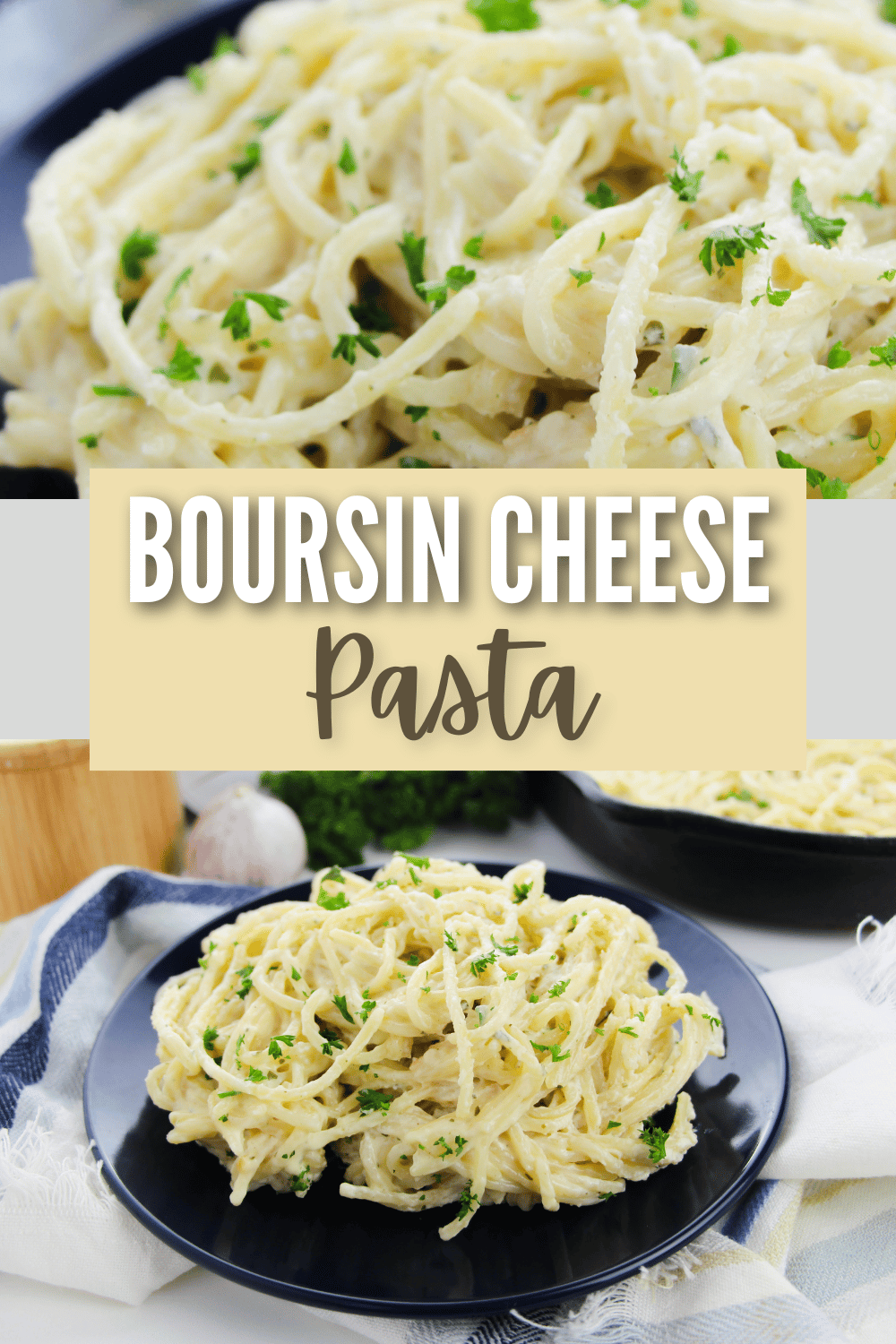 This Boursin Cheese Pasta is easy to make and packed with flavor. It’s a creamy pasta dish that can be served as a main course or side dish. #boursincheesepasta #pasta #boursincheese #dinner #sidedish #pastadish via @wondermomwannab