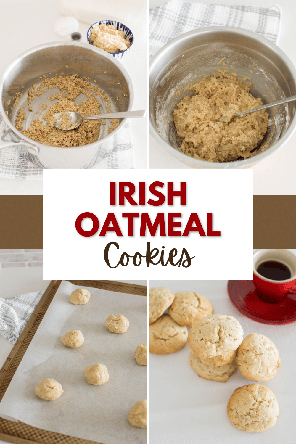 Irish Oatmeal Cookies are a classic recipe that have stood the test of time. They're slightly crispy on the outside with a chewy center. #irishoatmealcookies #irishoatmeal #oatmealcookies #stpatricksday #cookies via @wondermomwannab