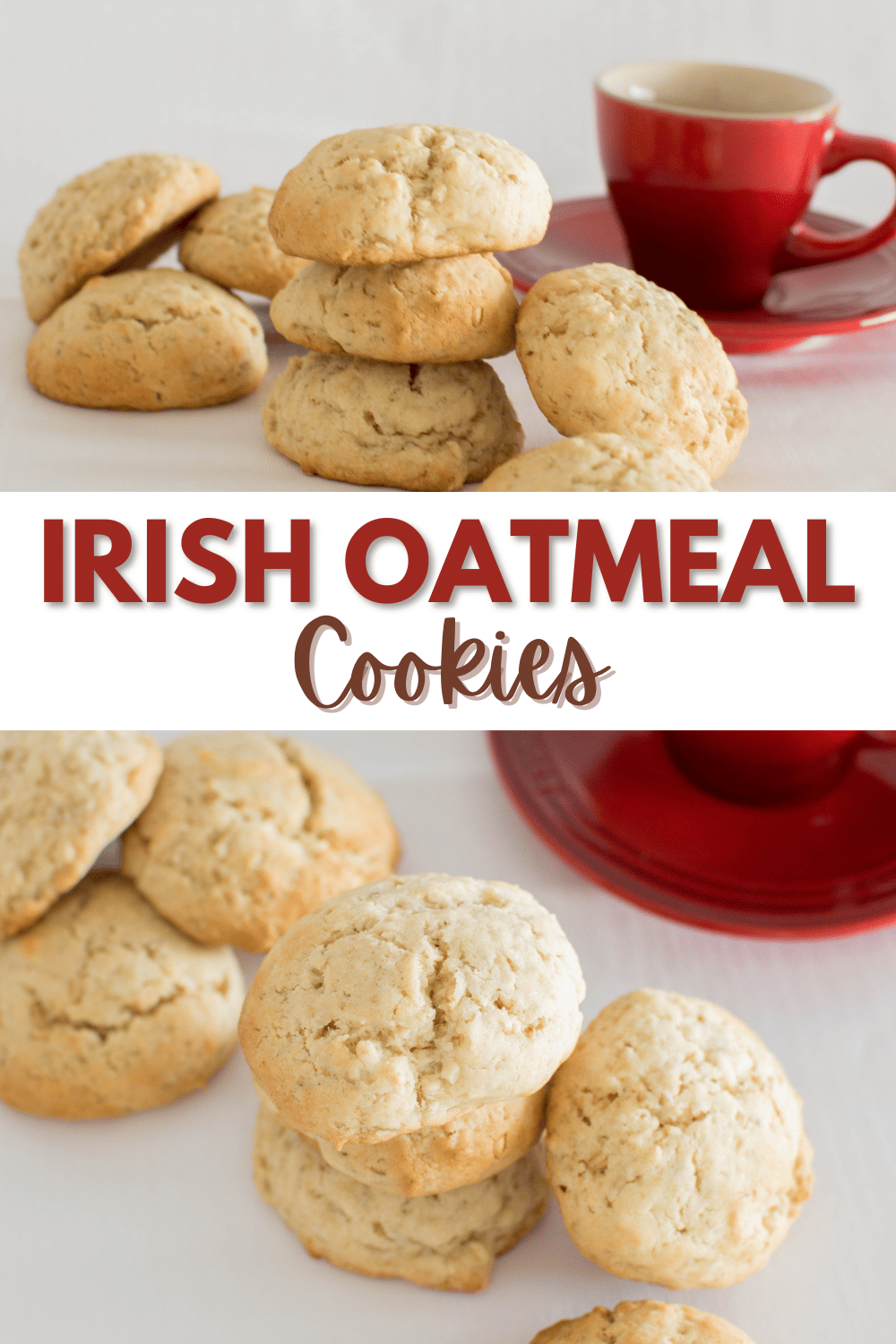Irish Oatmeal Cookies are a classic recipe that have stood the test of time. They're slightly crispy on the outside with a chewy center. #irishoatmealcookies #irishoatmeal #oatmealcookies #stpatricksday #cookies via @wondermomwannab