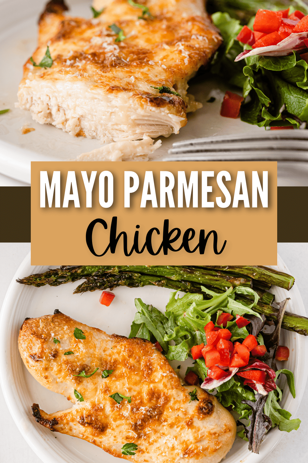 This Mayo Parmesan Chicken is the perfect dinner for busy weeknights. With only a few simple ingredients, it's ready in about 30 minutes. #mayoparmesanchicken #parmesanchicken #chicken #dinnerrecipe #chickenrecipe via @wondermomwannab