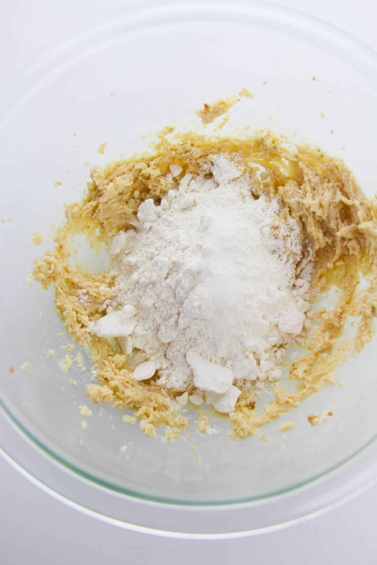 Flour and salt are added to the mixture.