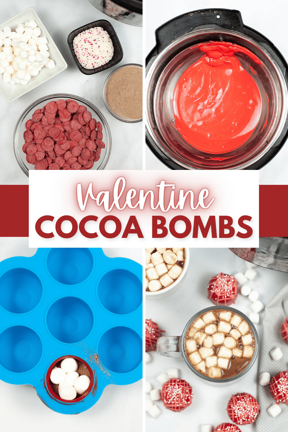 These Valentine Cocoa Bombs make a steaming mug of creamy hot cocoa that is rich, decadent, and full of flavor. They also make a great gift. #valentinecocoabombs #hotcocoabombs #hotcocoa #hotchocolate #valentinesday via @wondermomwannab