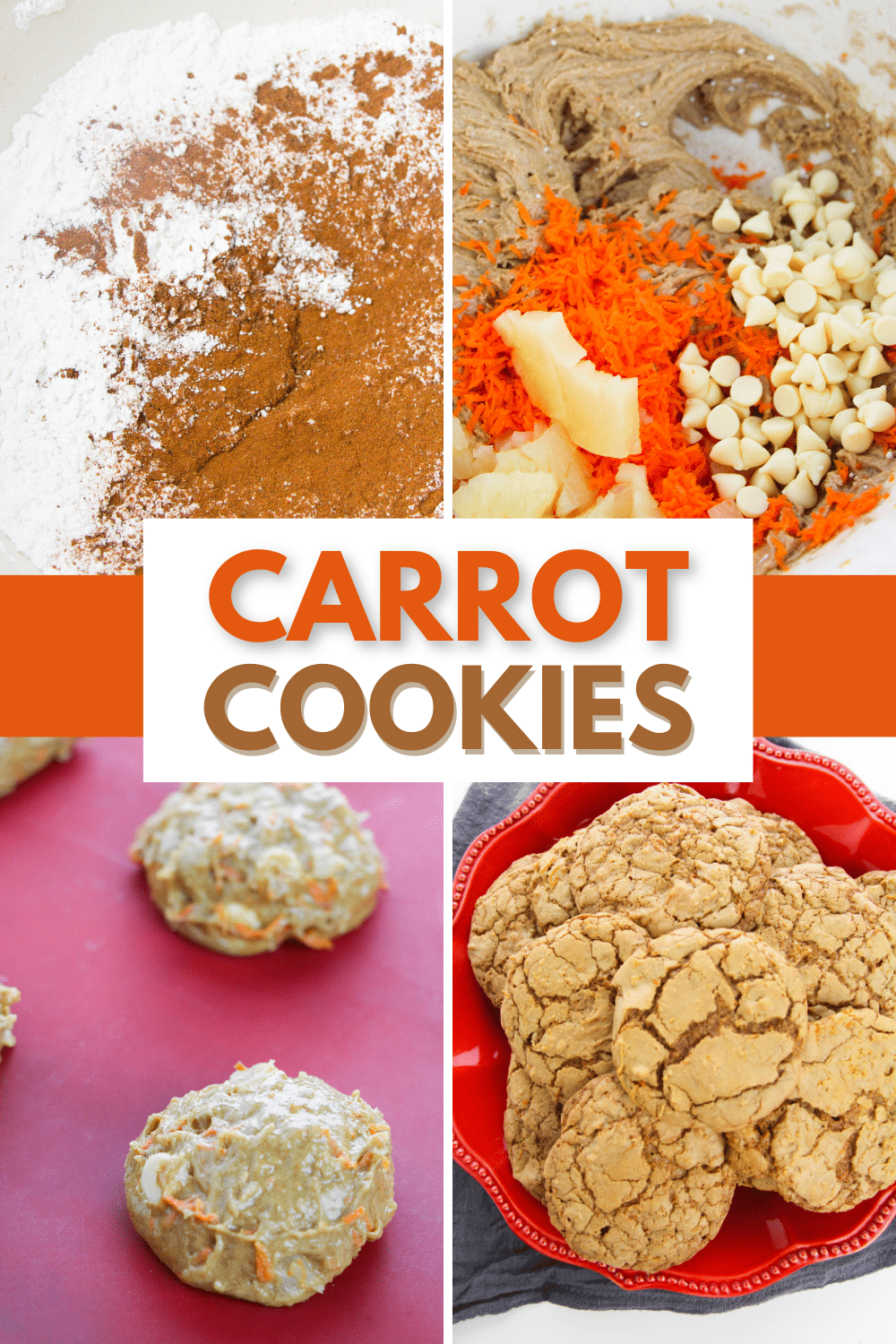 These Carrot Cookies are moist and flavorful, with a hint of cinnamon and nutmeg. They're a great festive treat for Easter. #carrotcookies #easterdessert #carrotcakecookies #cookierecipe #eastercookies via @wondermomwannab