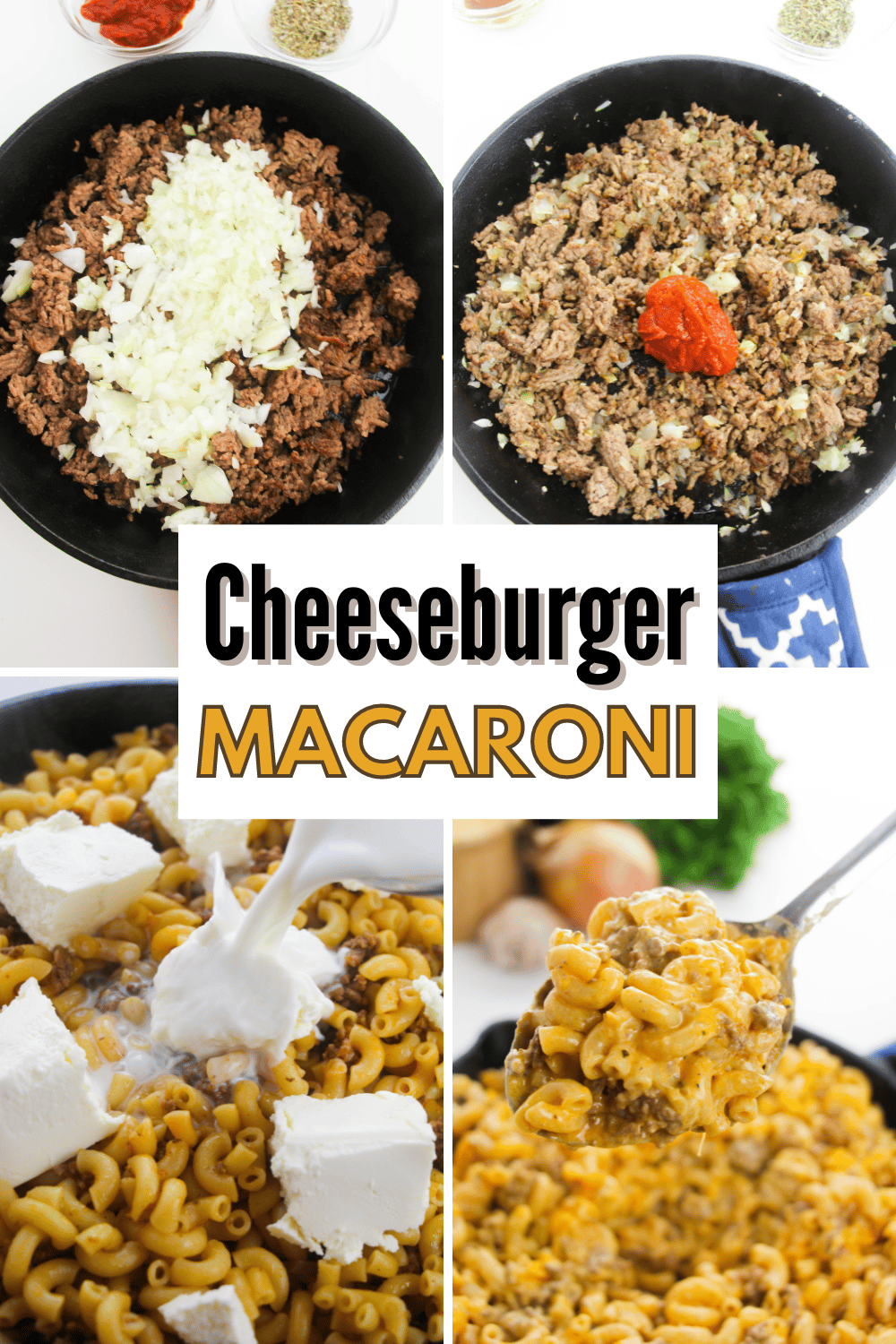 This Cheeseburger Macaroni is easy to make, cheesy, and oh so delicious. Your entire family will love this quick weeknight meal. #cheeseburgermacaroni #onepotmeal #homemadehamburgerhelper #pasta #dinnerrecipe via @wondermomwannab