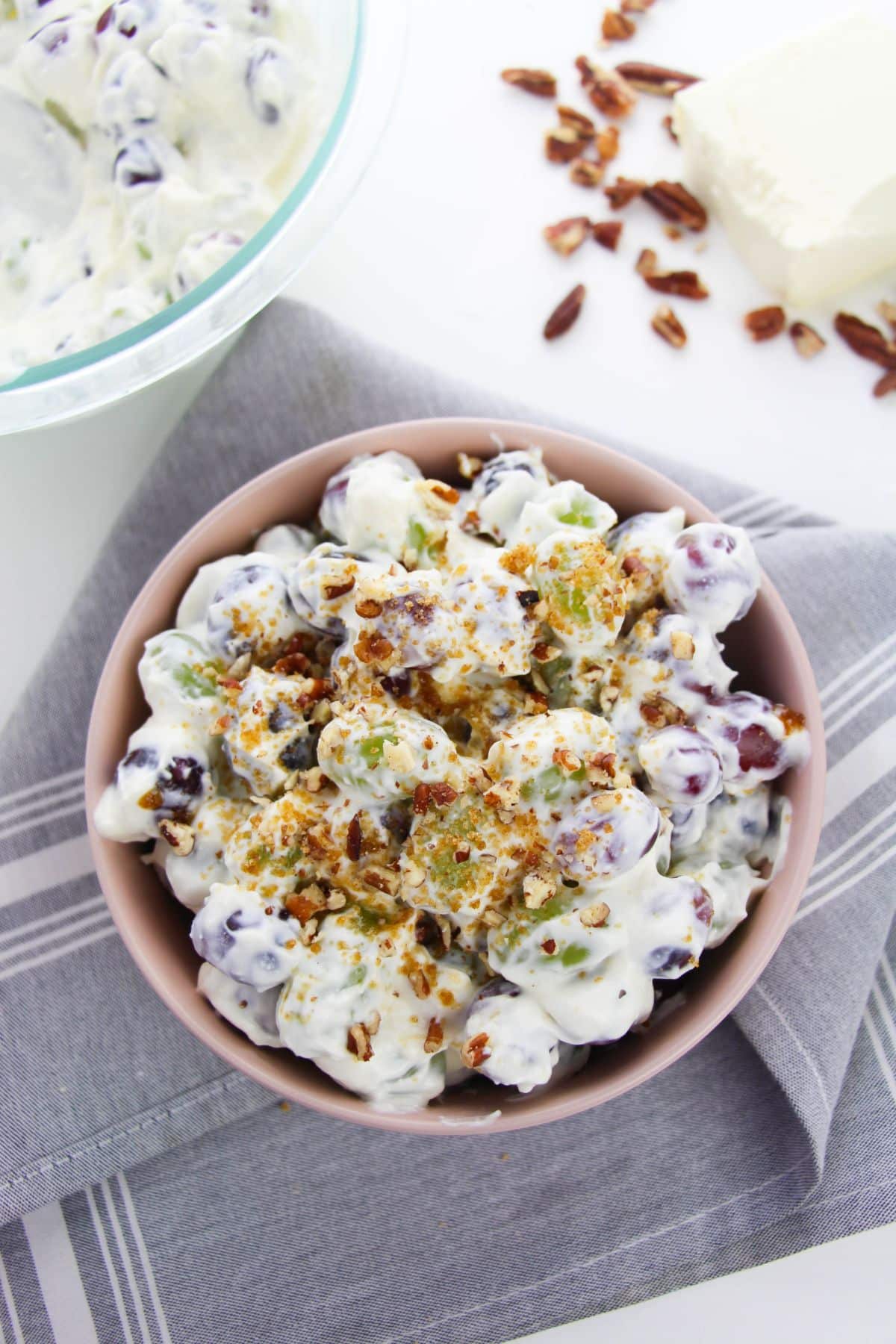 Grape Salad with Yogurt and Pecans in a serving bowl.