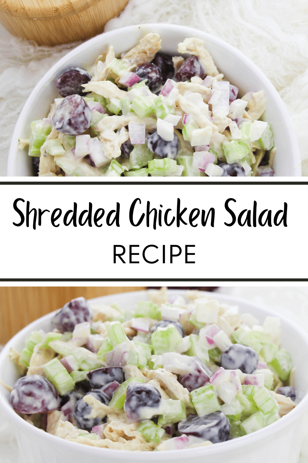 This Shredded Chicken Salad Recipe is a great way to enjoy a healthy and delicious lunch. It will become your favorite go-to lunch option. #shreddedchickensaladrecipe #shreddedchickensalad #chickensaladrecipe #chickensalad #lunchrecipe via @wondermomwannab