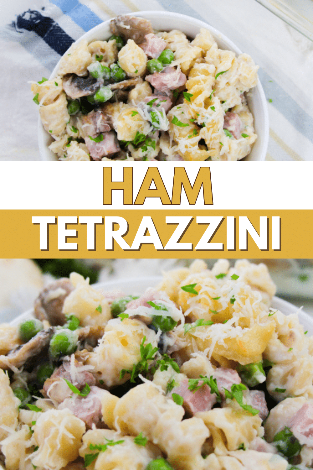 This Ham Tetrazzini is a creamy and comforting dish that’s perfect for busy weeknights. It’s a great way to use up leftover ham from Easter. #hamtetrazzini #hamtetrazzinirecipe #leftoverhamrecipes #leftoverham #hamcasserolerecipe via @wondermomwannab