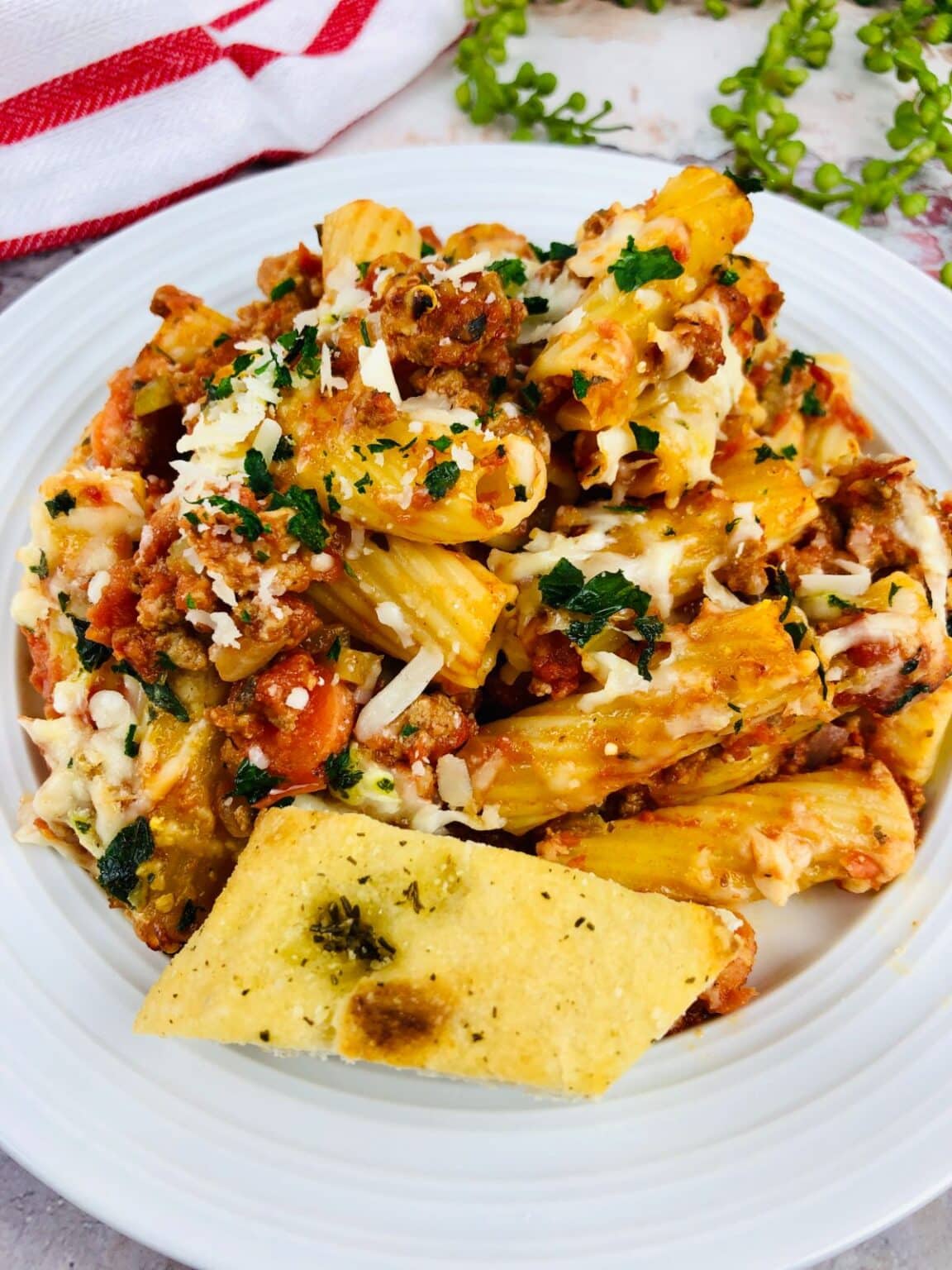 Riley Rigatoni Baked Rigatoni with Meat Sauce