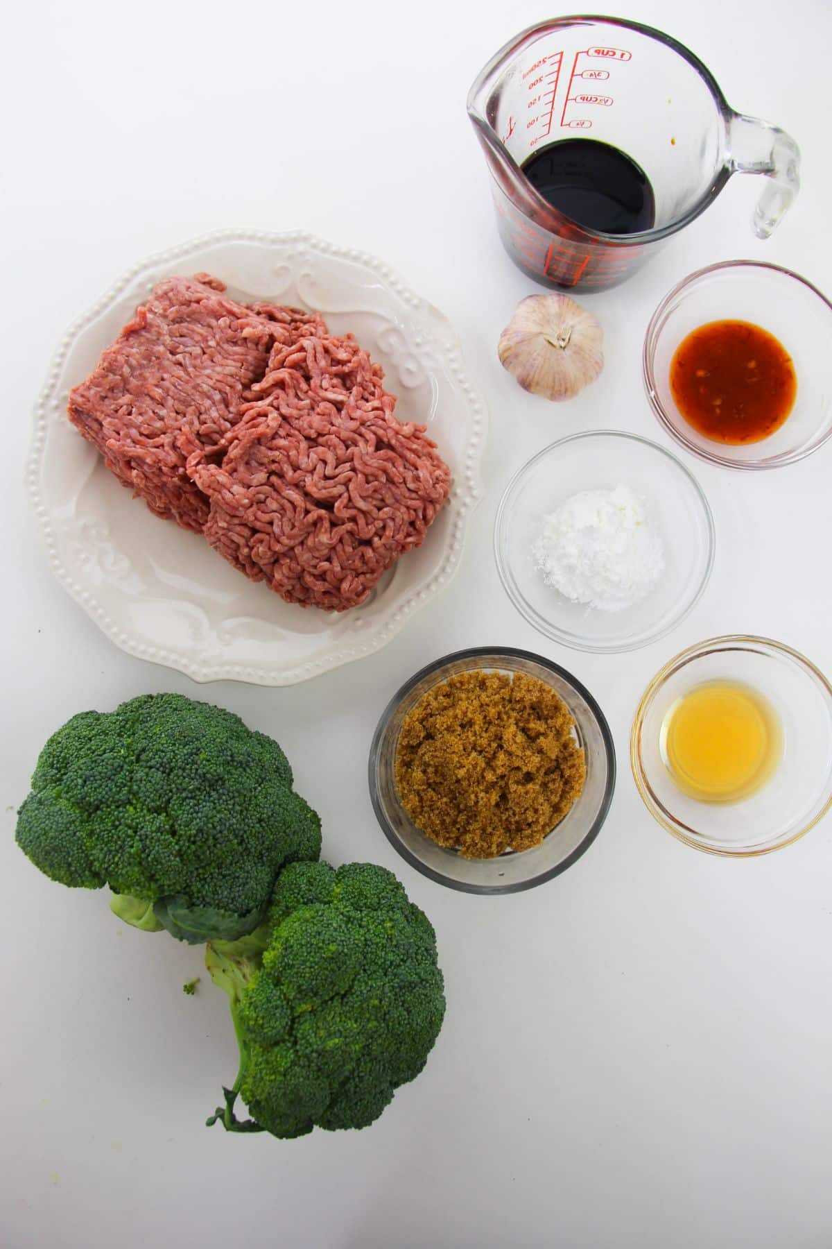 Korean Ground Beef and Broccoli ingredients.