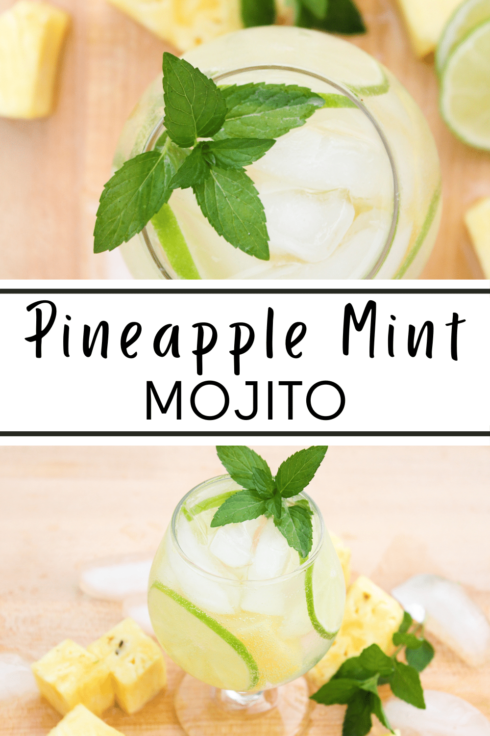 Pineapple Mint Mojito is a must-try beverage with a burst of tropical flavors filled with sweetness, tanginess, and a minty hint of rum. #pineapplemintmojito #pineapplemojitorecipe #pineapple #mojito #summerbeverage via @wondermomwannab