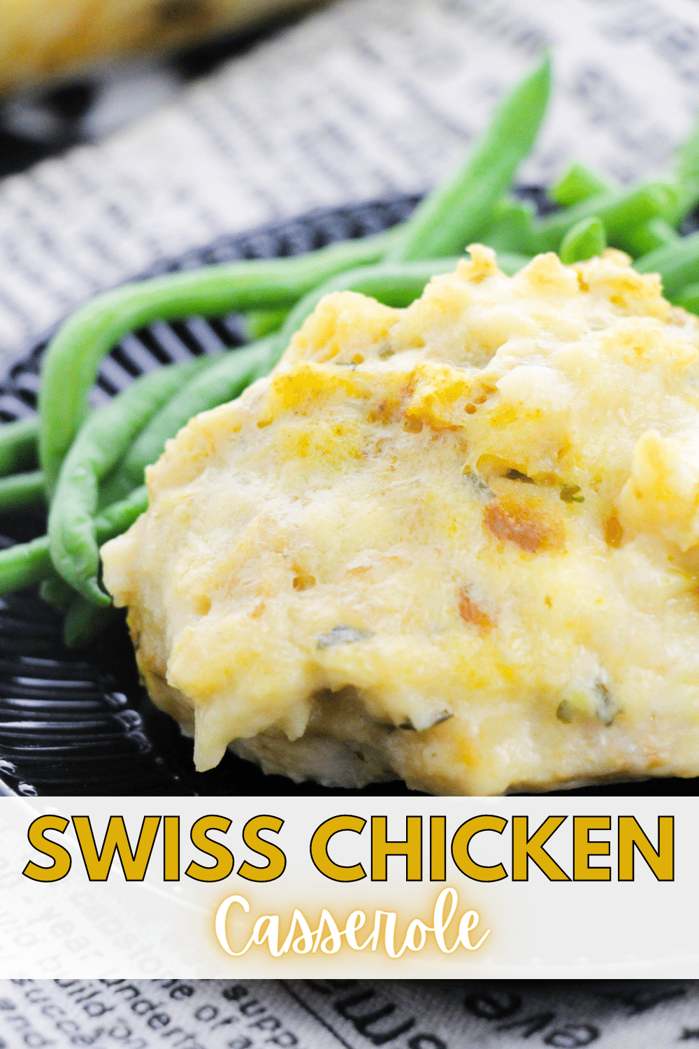 Swiss chicken casserole is an easy, yet incredibly satisfying dish featuring melted Swiss cheese, juicy chicken, and savory stuffing. #swisschickencasserole #swisscheese #casserolerecipe #creamyswisschickenbake #stuffingcasserole via @wondermomwannab