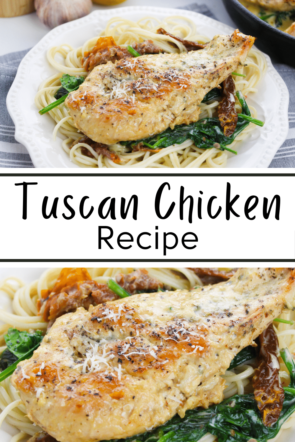 This Tuscan Chicken Recipe is one of the best meals when you want to make something quick and easy yet still delicious and nutritious! #tuscanchickenrecipe #creamytuscanchicken #creamytuscanchickenrecipe #tuscanchicken #chickenrecipe via @wondermomwannab