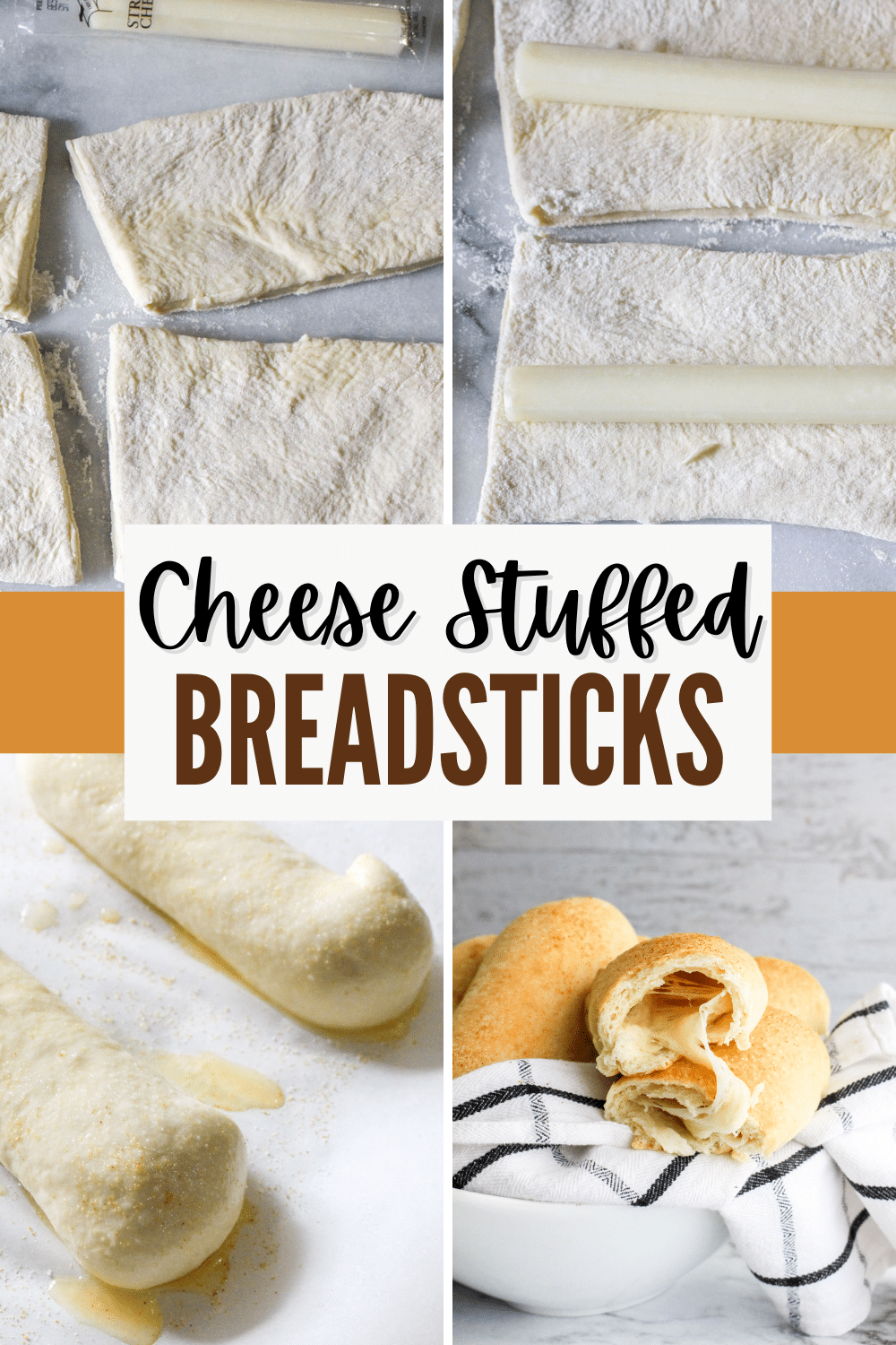 Breadsticks stuffed with cheese.