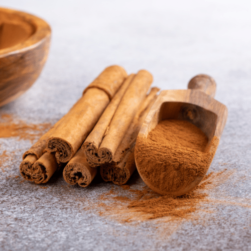Cinnamon substitute in a wooden bowl.