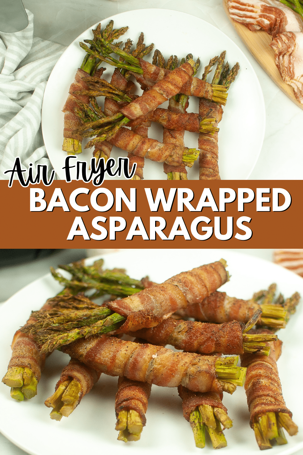 Bacon Wrapped Asparagus cooked in an Air Fryer.