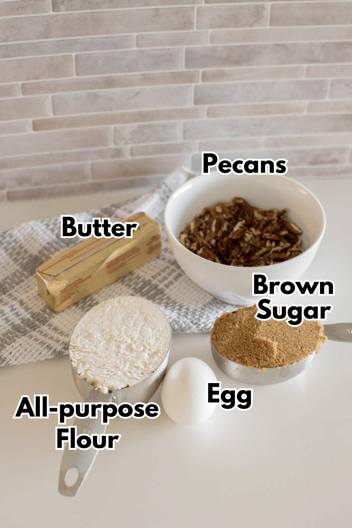 The ingredients for Brown Sugar Pecan Cookies.