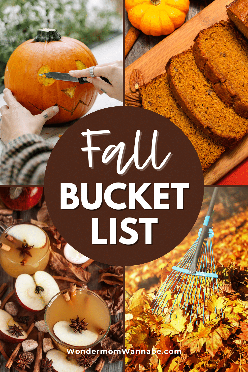 A fall bucket list collage with text.
