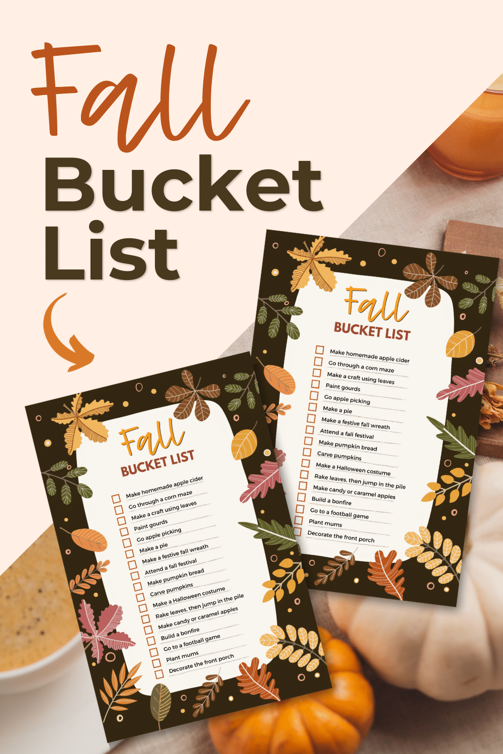 Fall bucket list printables.