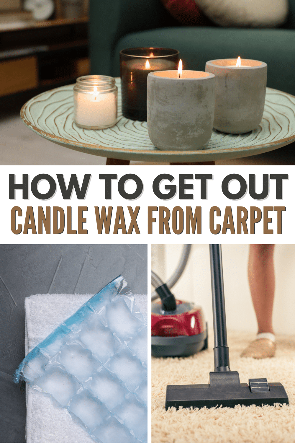 Removing candle wax from carpet.
