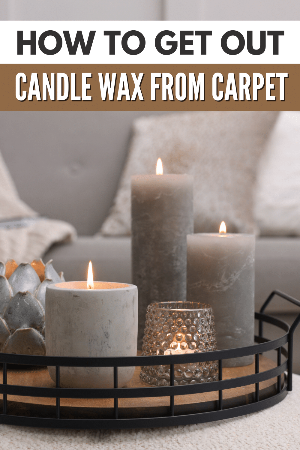 Removing candle wax from carpet.