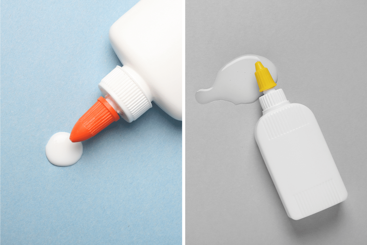 Two pictures of white glue.
